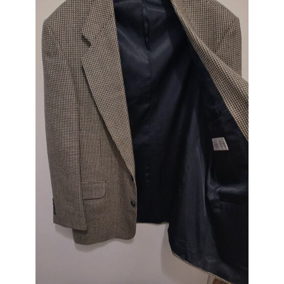 Oscar De La Renta Houndstooth Blazer Sz 48 Brown Wool Sportscoat Classy Designer - Picture 8 of 16